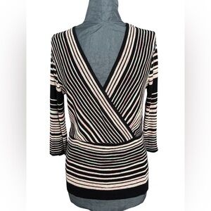 Nine West Striped V-Neck Top, Size M